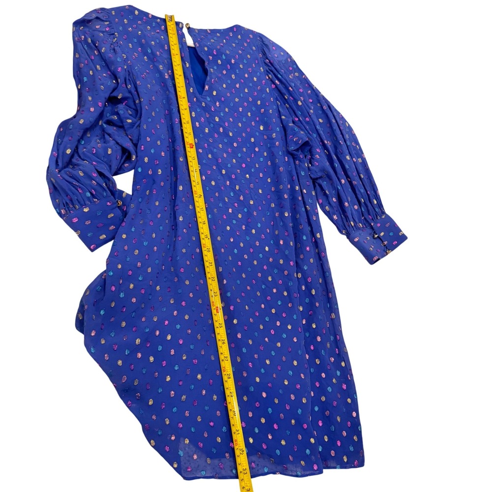 Lilly Pulitzer Silk Maisel Mini Dress Bishop Sleeve Party Cocktail Blue Size Sm4 - Picture 5 of 11